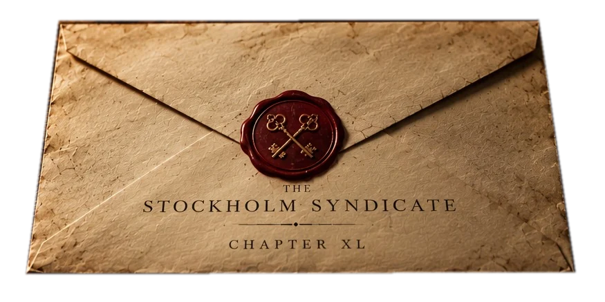 Aged cream envelope sealed with crossed keys in red wax